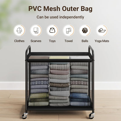 ELYKEN Laundry Hamper 3 Section, 120L Rolling Laundry Sorter with Removable Liner Bag, Laundry Basket with Wheels, Steel Frame with Metal Handle, Clothes Hamper Cart for Laundry Room & Bedroom