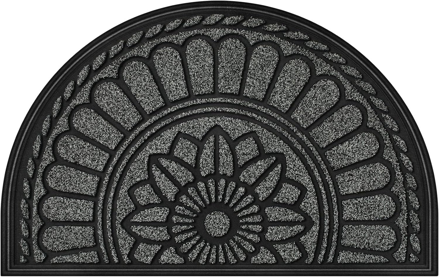 Mibao Front Door Mat Indoor Outdoor Entrance, Semicircular Entrance Mat, Half Round Waterproo Non-Slip Durable Rubber Door Mats, Low Profile Heavy Duty Doormat for Garage, Patio, 30" x 18", Yellow