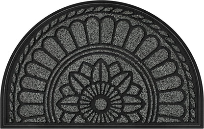 Mibao Front Door Mat Indoor Outdoor Entrance, Semicircular Entrance Mat, Half Round Waterproo Non-Slip Durable Rubber Door Mats, Low Profile Heavy Duty Doormat for Garage, Patio, 30" x 18", Yellow