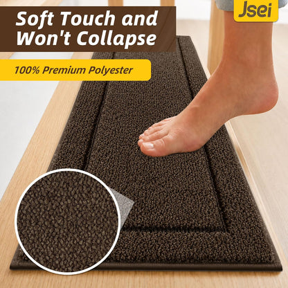 JSEI Stair Treads for Wooden Steps Indoor, 15-Pack Non Slip Stair Treads 30" x 8", Washable Polyester Stair Mats with TPE Backing, Low Profile Stair Rugs for Kids, Seniors and Dogs, Brown