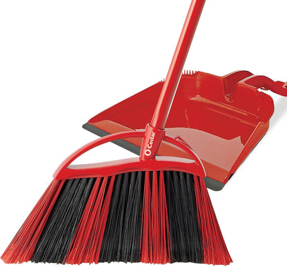 O-Cedar Strong Sweep Broom and Dustpan Set with Detail Brush | Indoor Outdoor Heavy Duty Stiff Bristle Broom | Step-On Dust Pan