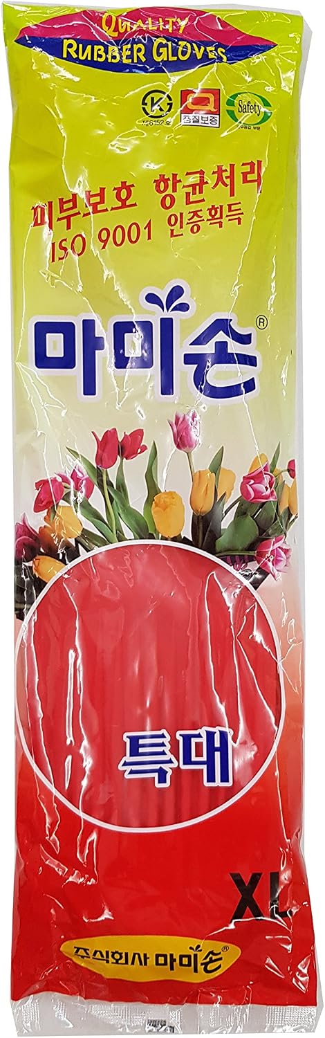 Mamison Quality Kitchen Rubber Gloves New Band Series (1 Pairs, Large). Cleaning Non-Slip Reusable Rubber Gloves. Home and Kitchen Washing, Made in Korea