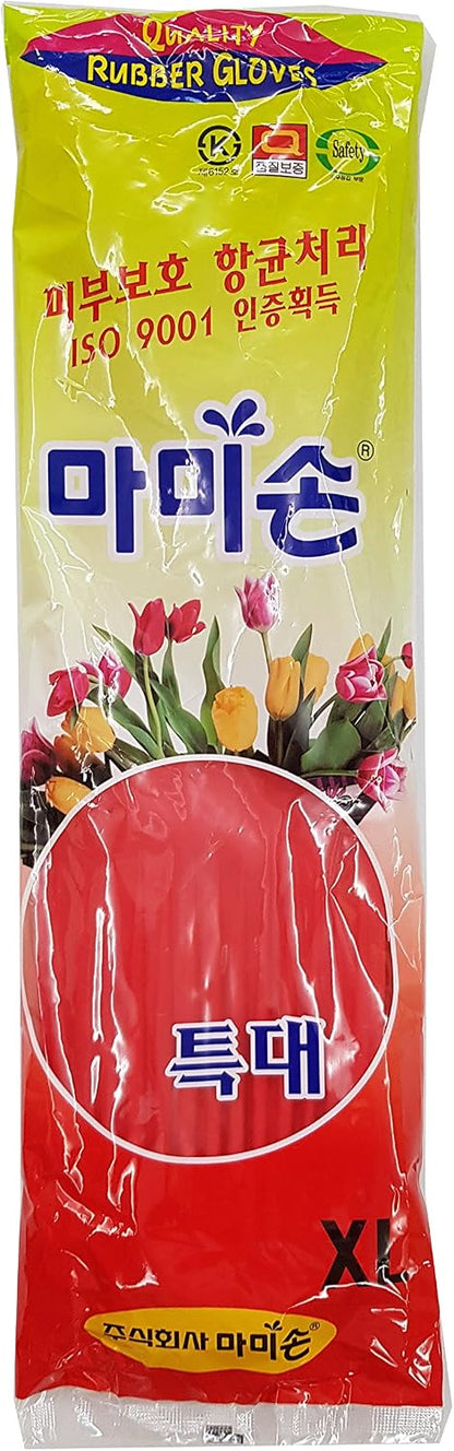Mamison Quality Kitchen Rubber Gloves New Band Series (1 Pairs, Large). Cleaning Non-Slip Reusable Rubber Gloves. Home and Kitchen Washing, Made in Korea