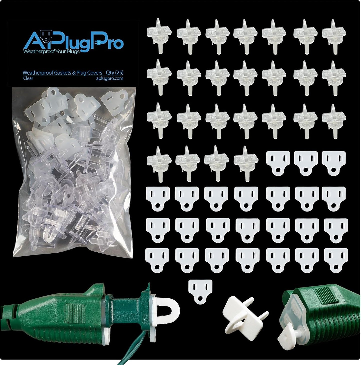 (Set of 10, White0 The Original Weatherproof Gaskets & Plug Covers - Made in USA, Outdoor Waterproof GFCI Protectors, Christmas Light Installation, Extension Cords, Stop GFCIs from Tripping