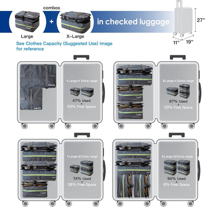 Grand Fusion Stow-N-Go Hanging Travel Shelves, Packing Organizer for Luggage. Carry on Closet for Suitcase. Expandable Packing Cube. Travel Essentials. (Black - L, L = (L) 11.8" x (W) 11.8")