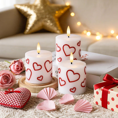 White Flameless Candles Set of 3 (3"x3") Battery Operated LED Pillar Candles with Remote and Timer, Real Wax Flickering Candles for Fireplace Bedroom Living Room Home Decor and Indoor Use