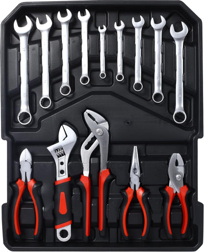 LuckyNote 969pcs Home Repair Tool Set Kit for Men, Toolbox Storage Case with 4 Drawers, General Household Tool Kit with Rolling Tool Box, Tool Set Kit for Maintenance, Garden, Homeowner, Handyman