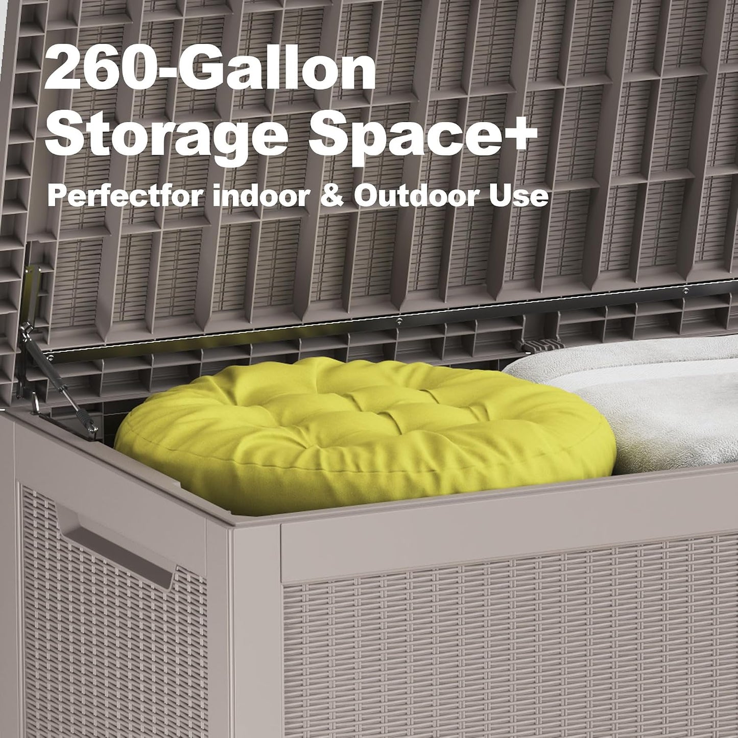 Outdoor Storage Box 325GAL Waterproof Resin Deck Box,Pool Accessories Supplies，UV-Resistant Lockable Package Delivery Bin for Garden Tools,Large Patio Outside Cushions,Chest,Furniture,Black