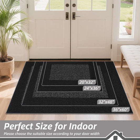 BEQHAUSE Indoor Door Mat 20" x 32", Dirt Trapper Door Mats Non-Slip Entryway Rugs Washable, Resist Dirt Absorbent Welcome Mat, Low Profile Floor Mats for Front Back Door and Entryway, Taupe