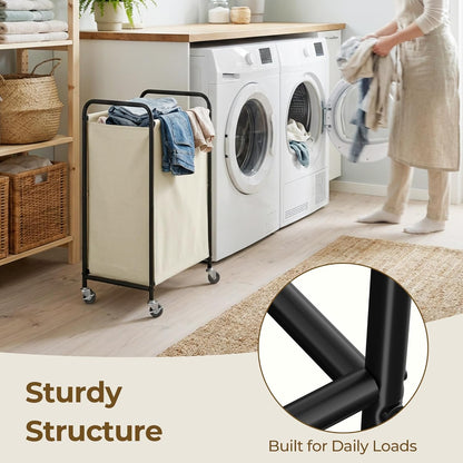 GRANNY SAYS 2 Section 130L Laundry Sorter, Large Laundry Hamper Basket with Wheels and Handles, Durable and Sturdy Rolling Cart for Laundry Room, Hotel, Bedroom, Beige
