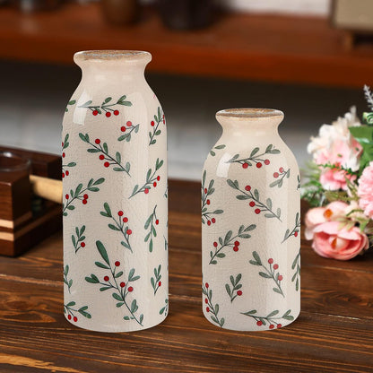 2 Pcs Ceramic Small Vase Rustic Farmhouse Vase Boho Vases Home Decoration for Your Kitchen Bedroom Office Bathroom & Shelf Centerpiece Table Decorative(Simplicity)