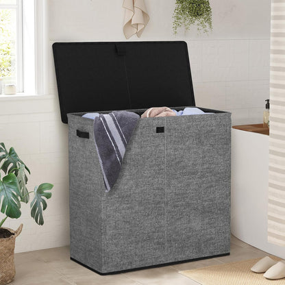 WOWLIVE Laundry Hamper with Lid,160L Large Laundry Basket 3 Section with Removable Washing Bags,Collapsible Waterproof Dirty Clothes Hamper for Laundry Room Bathroom Dorm,Beige