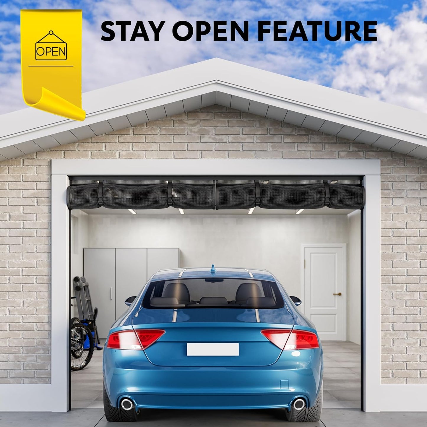 AUGO Magnetic Screen Door - Self Sealing, Heavy Duty, Hands Free Mesh Partition Keeps Bugs Out - Pet and Kid Friendly - Patent Pending Keep Open Feature - 38 Inch x 83 Inch