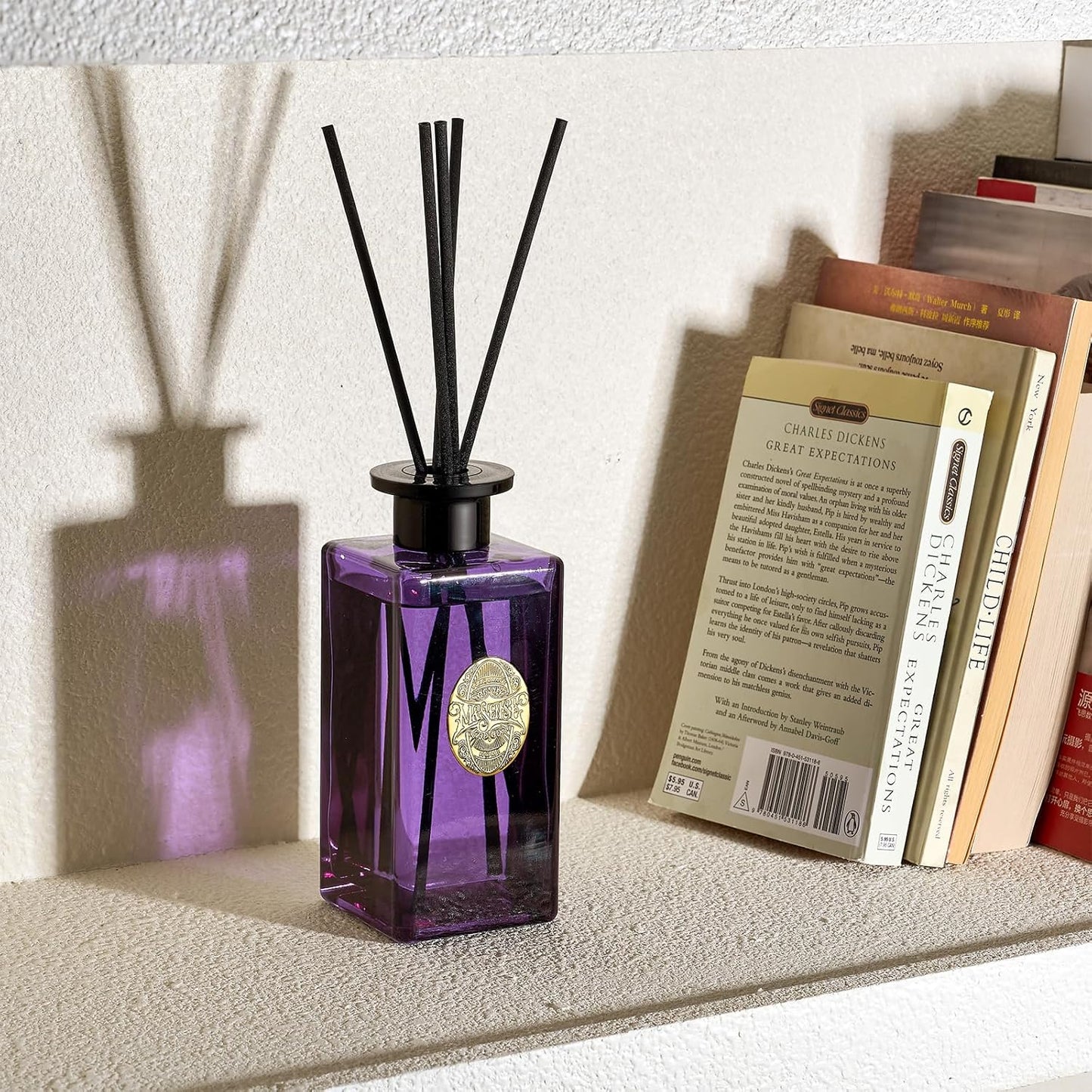 M&SENSE 6.3 oz Large Reed Diffuser Set | Lime+Basil Scent Oil Diffuser with Sticks | Hotel Collection Non-Toxic Home Fragrance |for Bedroom Bathroom Living Room - Colors A