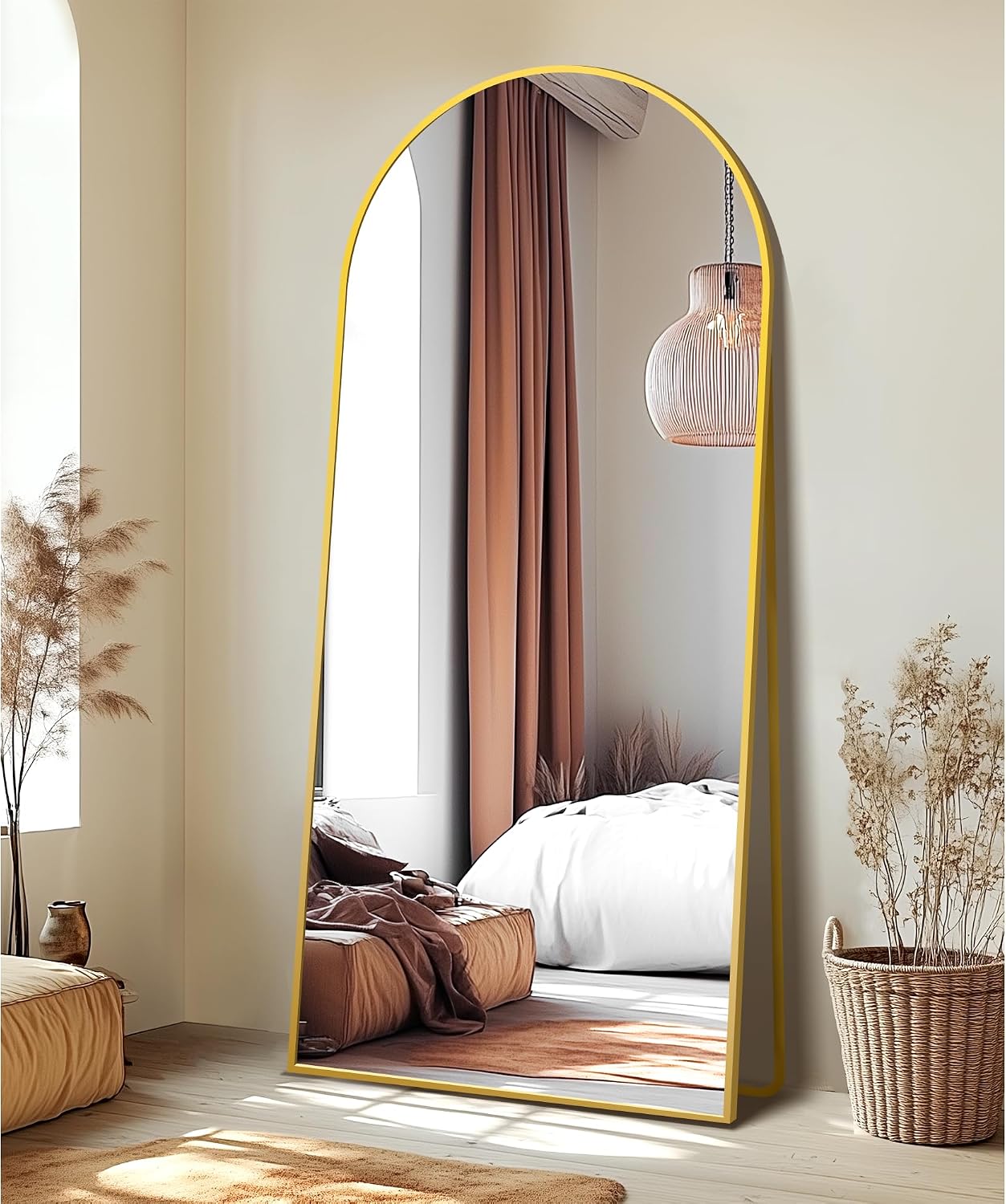 Delma Arched Mirror Full Length,Standing Mirror Full Body,Large Floor with Stand for Wall Entryway Door Bedroom Bathroom Living Room
