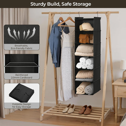 GRANNY SAYS 3-Shelf Hanging Closet Organizer and Storage, Collapsible Hanging Closet Shelves, Hanging Organizer for Closet & RV, Gray, 29 ½" H X 12" W X 12" D, 1-Pack