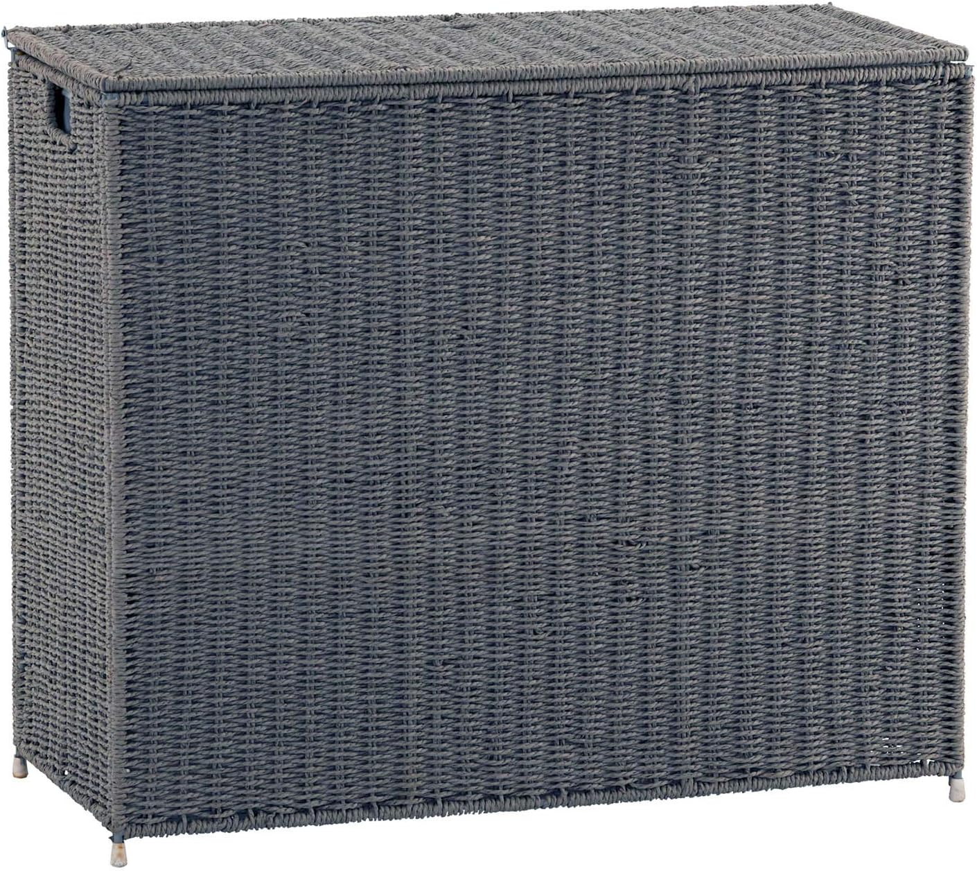 Household Essentials Brown ML-5445 Wicker 3 Compartment Laundry Sorter with Lid | 3 Section Clothes Hamper
