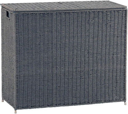Household Essentials Brown ML-5445 Wicker 3 Compartment Laundry Sorter with Lid | 3 Section Clothes Hamper