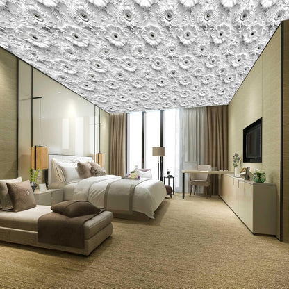 Grey White Floral Peel and Stick Wallpaper Modern Removable Self Adhesive Vinyl Contact Wall Paper with Printed 3D Visual Effect Flowers for Bedroom Bathroom Living Room 17.7" X 70.8"