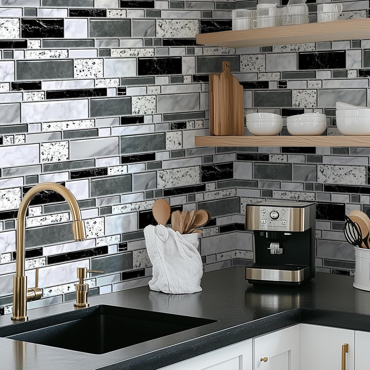 WENMER Peel and Stick Backsplash Wallpaper, Kitchen Backsplash Wallpaper, Kitchen Peel and Stick Wall Paper, Tile Contact Paper for Countertop, Bathroom 17.7"x 78.7"