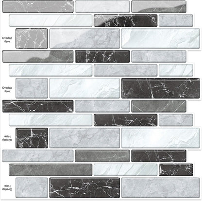 10 Sheets Peel and Stick Backsplash, Peel and Stick Tiles, Marble Look Wall Tiles Backsplash for Kitchen and Bathroom, Livingroom, 12”x12”,Blue&Grey
