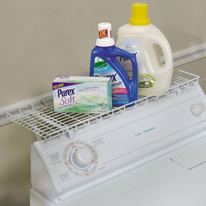 Household Essentials Rear Display Over-The-Washer Storage Shelf to Organize and Store Laundry Room Supplies, Silver