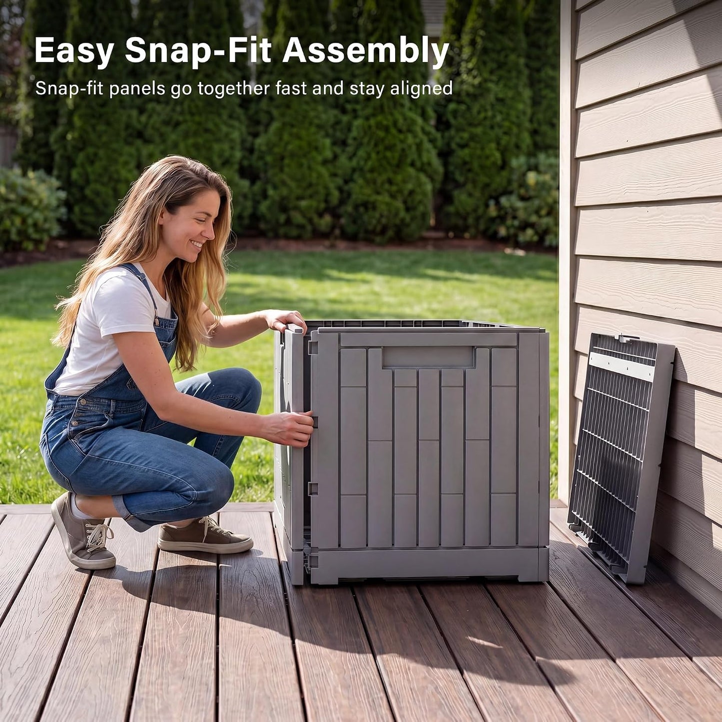 EAST OAK Outdoor Storage Box, 31 Gallon Deck Box Indoor and Outdoor Use, Waterproof Resin Storage Bin for Package Delivery, Patio Cushions, Gardening Tools, Lockable, UV Resistant, Grey