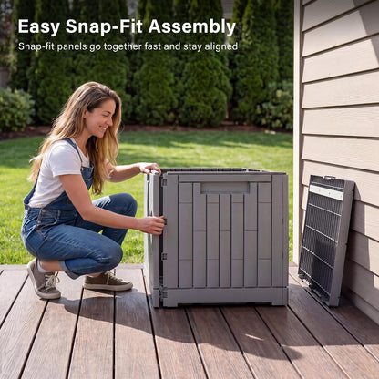 EAST OAK Outdoor Storage Box, 31 Gallon Deck Box Indoor and Outdoor Use, Waterproof Resin Storage Bin for Package Delivery, Patio Cushions, Gardening Tools, Lockable, UV Resistant, Grey