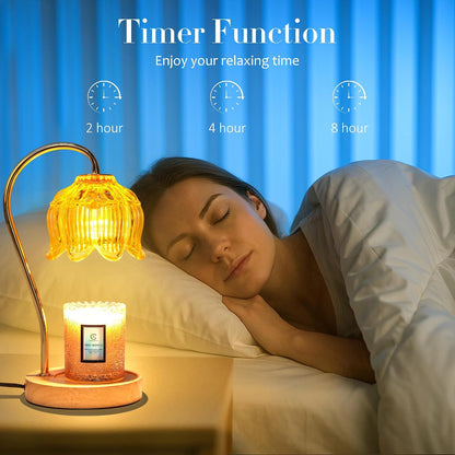 Flower Candle Warmer Lamp with Timer & Dimmer - Fits All Jar Scented Candles - Christmas & Mother's Day Gift for Women，Mom，Her