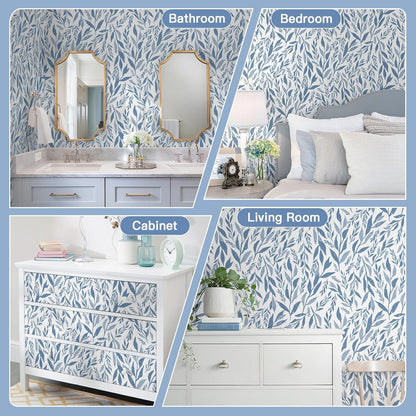 Safiyya Peel and Stick Wallpaper Boho Modern Beige Leaf Contact Paper Peel and Stick Wall Paper Self Adhesive Removable Wallpaper for Bedroom Bathroom Vinyl Roll 78.7"x17.3"