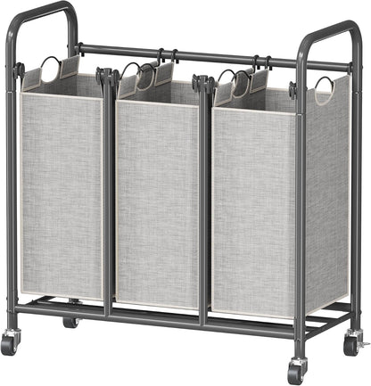 Whitmor Laundry Sorter, 92L Laundry Hamper with Shelf & 2 Removable Bags, 2 x 12.1 Gallons (46L), 28.8 x 13 x 28.4 Inches, Dirty Clothes Hamper Organizer for Laundry Room, Bathroom, Dorm, Black