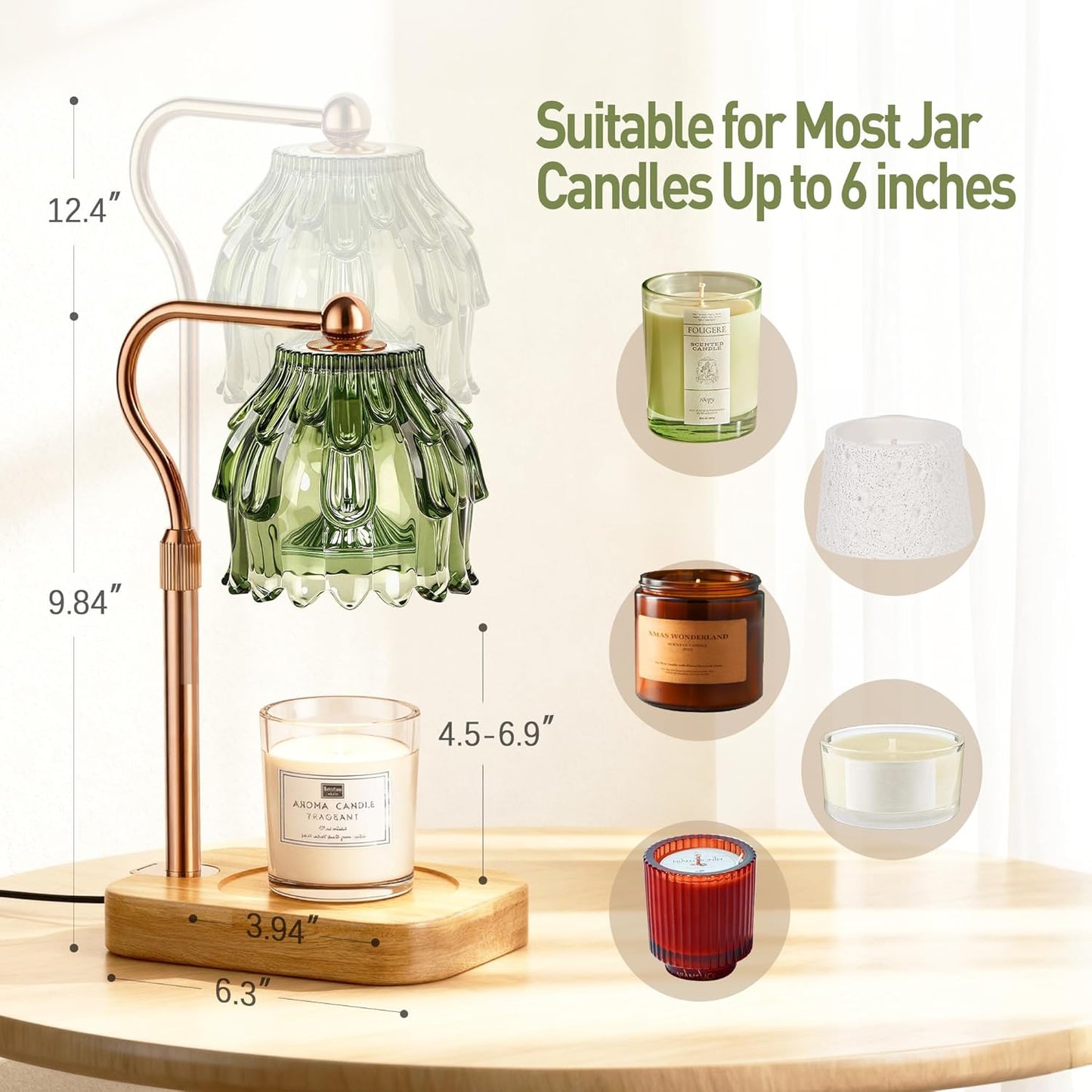 Candle Warmer Lamp with Timer Dimmer - Birthday Gift for Women Mom, Electric Wax Melter Warmer Adjustable Height for Jar Candles Housing Warming Home Decor