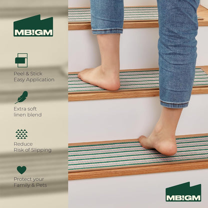 MBIGM 8" X 30" (15 in Pack) Non-Slip Carpet Stair Treads Non-Skid Safety Rug Slip Resistant Indoor Runner for Kids Elders & Pets with Reusable Adhesive - Dark Gray Diamond Weave