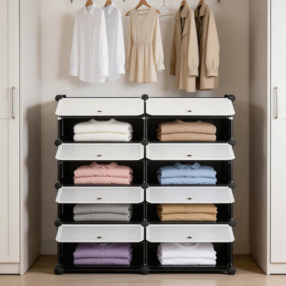 HealSmart Shoe Rack Organizer with Door, Shoe Storage Cabinet, Stackable Plastic Shelves for Closet, Entryway, Hallway, Bedroom, 8-Tier 32-Pair, White