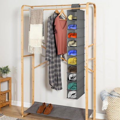 Libeder Hanging Shoe Organizer, 10-Shelf Closet Organizer with 6 Mesh Side Pockets