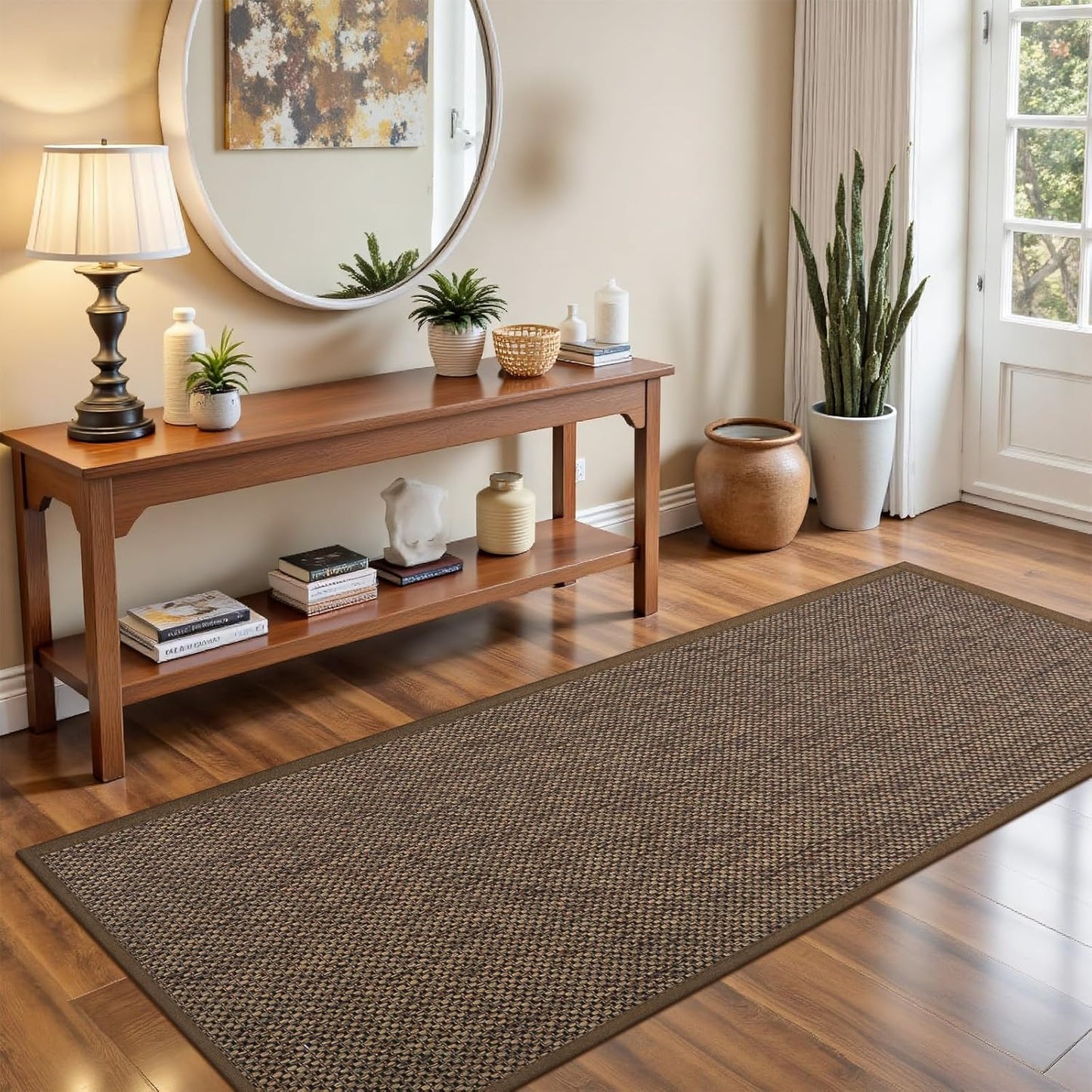 LEKEEPGO Door Mat 17"x29", Non Slip Door Mat Indoor Entrance, Rubber Backing Indoor Door mats Washable Absorbent Low-Profile Doormat Front Entryway Entry Resist Dirt Inside Door Mats, Khaki