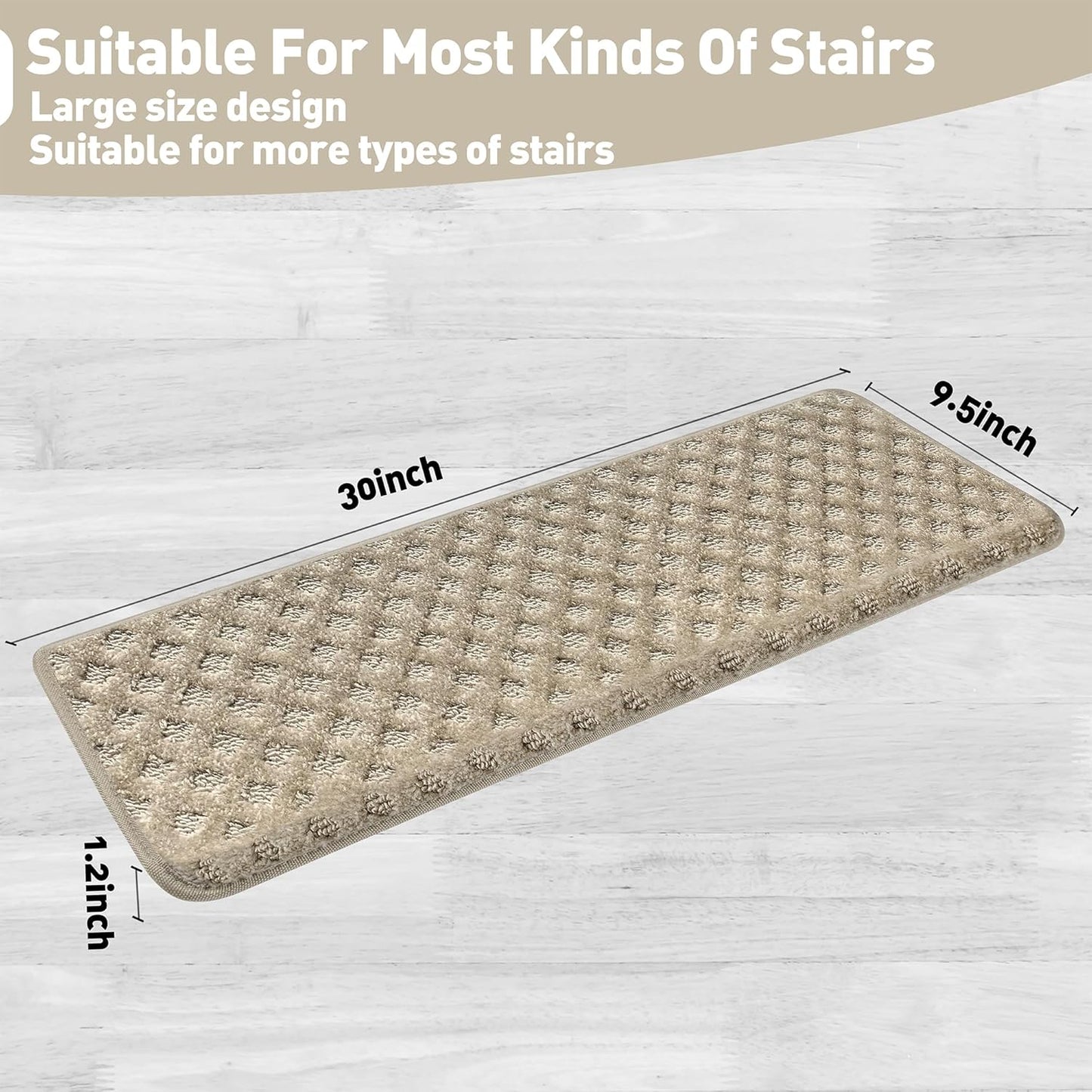 PURE ERA Carpet Stair Treads Tape Free Non Slip Indoor Stair Carpet Stair Protectors Pet-Friendly Non-Slip Skid Resistant Washable Reusable 8" x 30"(2 Pieces,Black)