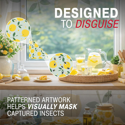 Catchmaster Window Fly Traps 12-Pack, Designed to Disguise House & Fruit Fly, Gnats, Adhesive Strips for Indoor, Disposable Bug Catcher, Insect Sticky Glue Traps, Pest Control for Home & Kitchen