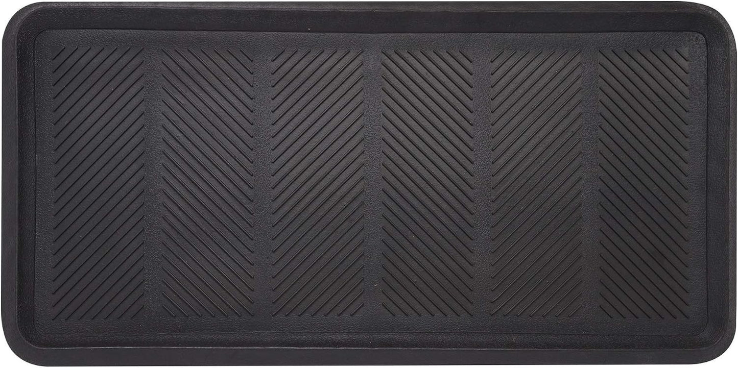 Envelor Rubber Boot Tray for Entryway Indoor Shoe Trays for Mudroom Wet Shoe Mat Tray Multiuse Rubber Water Tray Mud Mat Winter Boot Mat Large Utility Tray, Footsteps, 32 x 16 Inch, 2 Pack