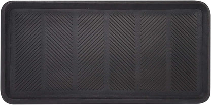 Envelor Rubber Boot Tray for Entryway Indoor Shoe Trays for Mudroom Wet Shoe Mat Tray Multiuse Rubber Water Tray Mud Mat Winter Boot Mat Large Utility Tray, Footsteps, 32 x 16 Inch, 2 Pack