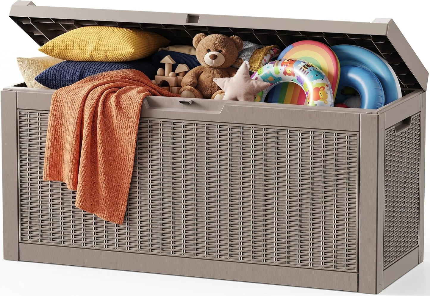 Outdoor Storage Box,38 Gallon Resin Deck Box,Waterproof & UV Resistant Lockable Package Delivery Bin,Toy Cabinet for Indoor & Outdoor