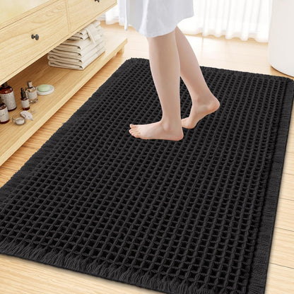 Smiry Waffle Bath Mat 30x20, Extra Soft Absorbent Bathroom Rugs, Non Slip Machine Washable Quick Dry Bath Rugs for Bathroom Floor, Tub, Shower, Home Decor Accessories, Brown