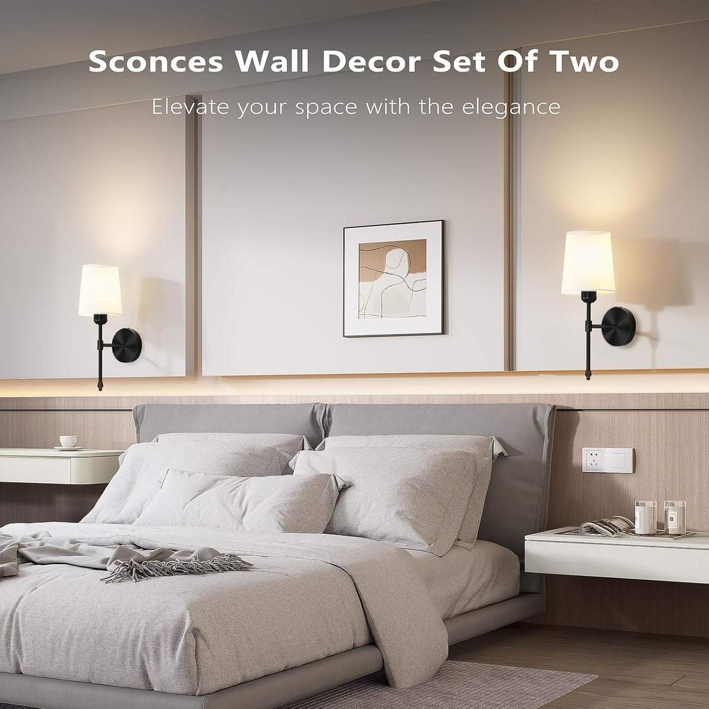 Ouyulong Battery Operated Wall Sconces Set of 2, Wireless Rechargeable Dimmable Wall Light with RGB Bulb and Remote for Bedroom, Living Room, Hallway (Gold)