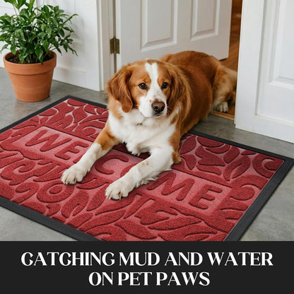 Yimobra Welcome Mat Outdoor 29.5x17, Waterproof Non-Slip Outdoor Mats for Front Door Outside Entrance, Low-Profile Entryway Mat Indoor for Garage Patio, Black