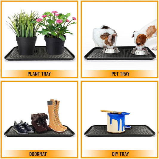 14.25" x28" Multi-Purpose Boot Tray – Waterproof Shoe & Pet Feeding Spill Tray, Litter Box & Pee Pad Holder, Painting & Planting Mat, 1.2" Raised Edge Floor Protection