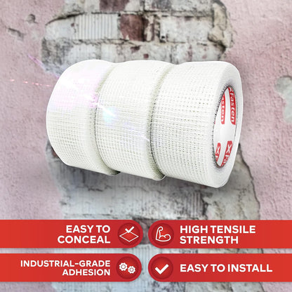 XFasten Drywall Repair Mesh Tape - 6-Inch X 90-Foot Mesh Tape for Drywall Repair, Fiberglass Drywall Patch Hole, Heavy Duty Wall Repair Mesh Spackle Tape, Wall Crack and Seam Repair Joint Tape