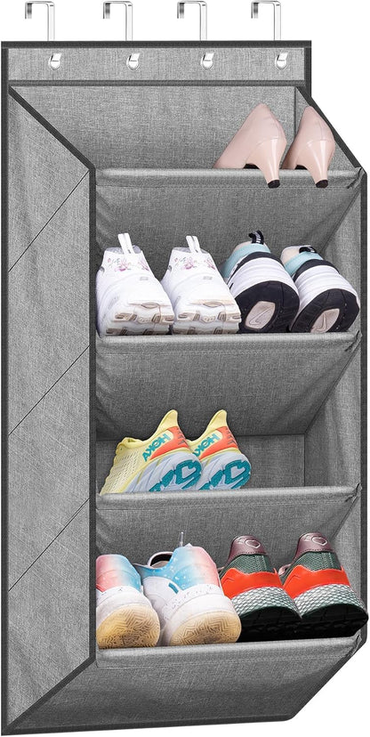 SLEEPING LAMB Over The Door Shoe Organizer for Closet with Large Deep Pockets, Narrow Shoe Rack for Door Hanging Boots Storage, Black