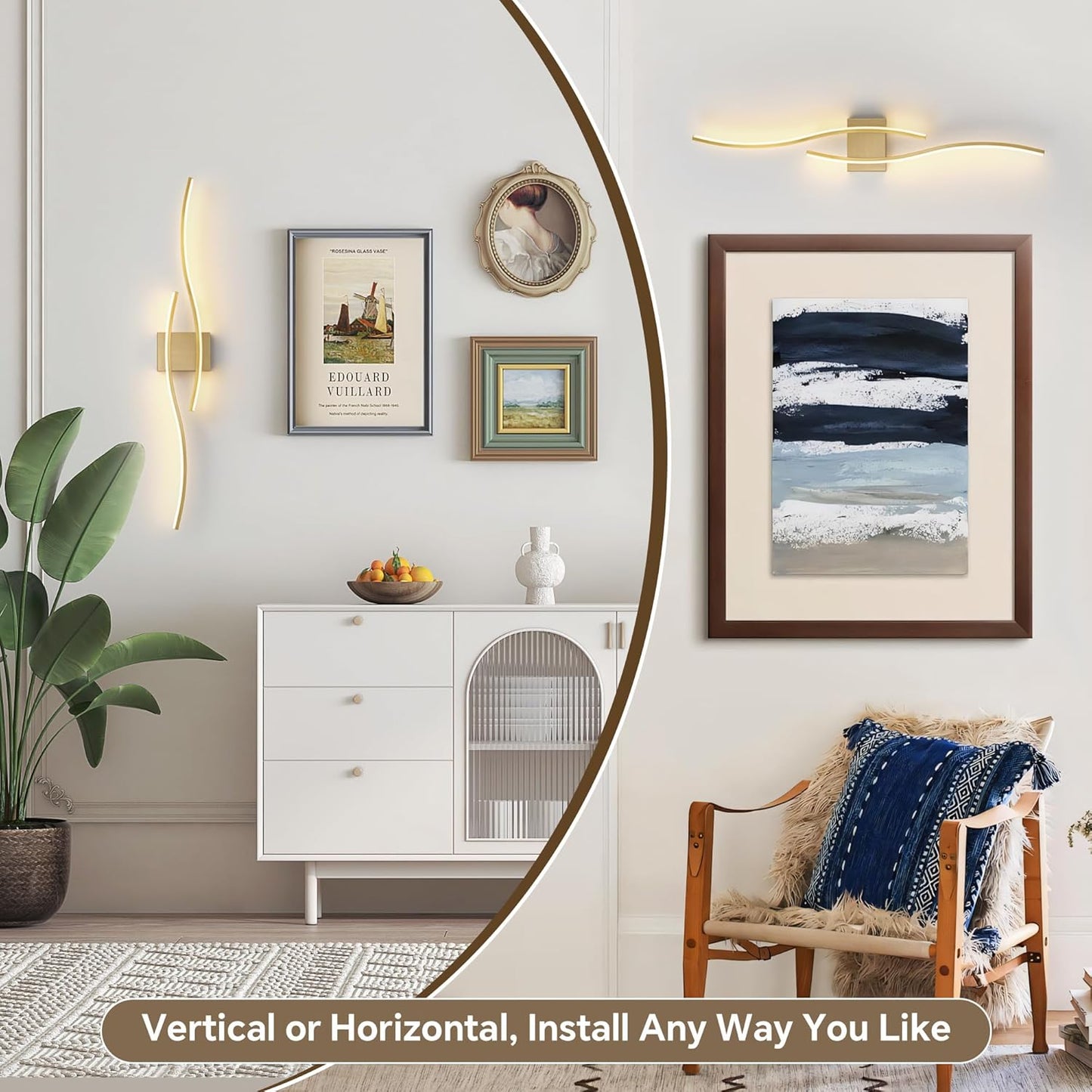 Battery Operated Wall Sconce Set of 2, Dimmable Modern LED Wireless Wall Light with Remote Control, Sconce Wall Decor for Living Room, Hallway, Quick Install, No Electrician Required