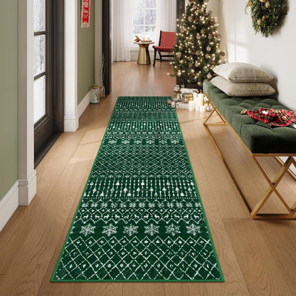 Lahome Moroccan Entry Rug 2x3, Non-Slip Washable Front Indoor Door Mat Rubber Backing Low-Profile Door Rugs, Small Geometric Print Distressed for Entryway Bathroom Kitchen, Black Hana
