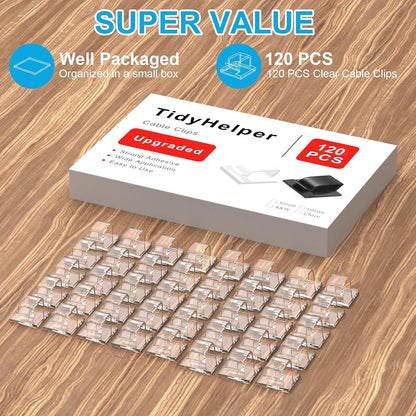 120 PCS Cable Clips, Adhesive Cord Clips for Wires on Wall, Strong Wire Clips Holders Cord Organizer for Cable Management, Christmas Lights, USB, Phone Charger, Cat 6, Car Dash Cam (Small, Black)